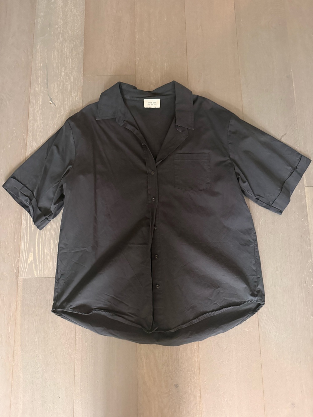 DISSH Short-Sleeve Black Button Shirt Jacket